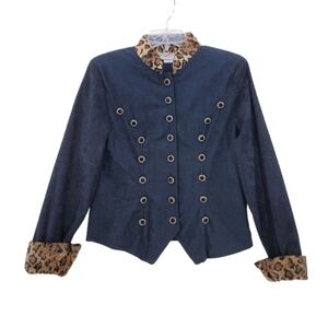 VTG Green Field Black Military Style Jacket Velvety Blazer Women S Lightweight
